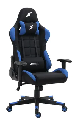 Cadeira Gamer SuperFrame Speed, Reclinável, Tecido, Preto e Azul