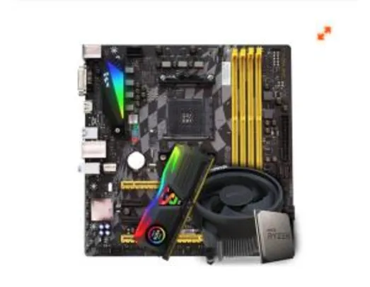 Kit Upgrade Placa Mãe BIOSTAR B350GTX DDR4 + Processador AMD Ryzen 5 3600 3.6GHz + Memória DDR4 8GB 3200MHZ