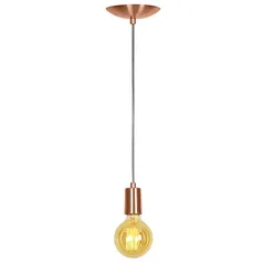 Lustre Pendente Tubo Cilindro Alumínio Cobre Fio 1.20m