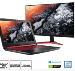 Kit:Notebook Gamer Acer Nitro AN515-51-78D6 Core i716GB 1TB 1050Ti+Monitor Gamer Predator KG271