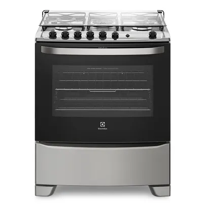 Fogão 5 Bocas Electrolux Prata com Tripla Chama e Forno Easy to Clean (76USQ) - Bivolt