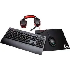 Kit Gamer Logitech G Gear UP - Mouse G203 RGB + Mousepad G240 + Teclado G213 RGB US + Headset G230