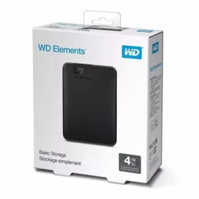 HD Externo Portátil WD (Western Digital) Elements SE 4TB USB 3.0 Preto | R$482