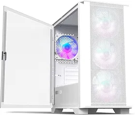 Gabinete Gamer Montech AIR 100 ARGB, Mini Tower, White, mATX, 4 Fans, Vidro Temperado