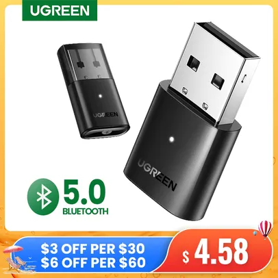 (Novos Usuários) Adaptador USB Bluetooth 5.0 Ugreen | R$21