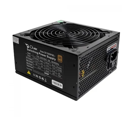 Fonte Duex 500FSE+, 500W, 80 Plus Bronze, PFC Ativo, DX 500FSE+