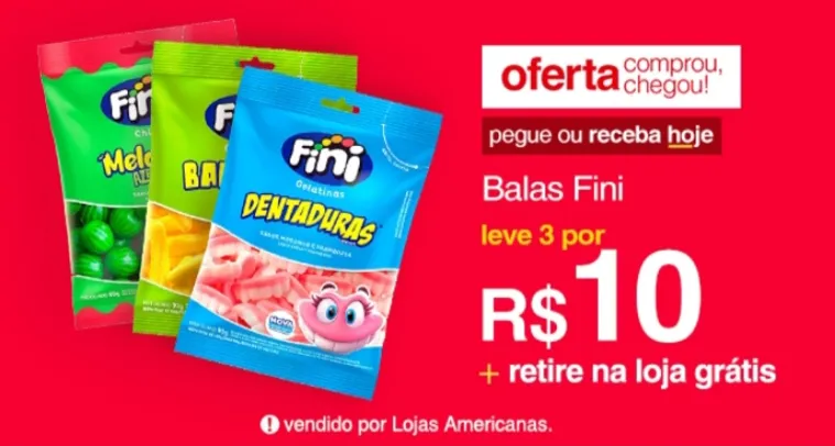 KIT C/ 3 Fini 80/100G Por R$9 Vários Sabores 