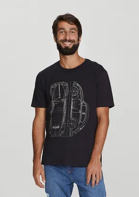 Camiseta Masculina Estampada Manga Curta - Preto Médio + Outras Camisetas a partir de R$ 14