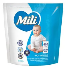 Lenço Umedecido Mili Refil 400 Unidades | R$14