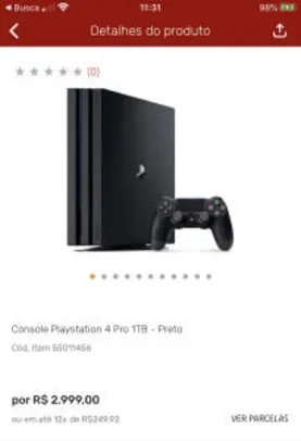 Console Playstation 4 Pro 1TB - Preto | R$ 2999