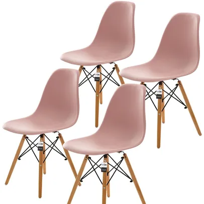 Conjunto 4 Cadeiras Charles Eames Eiffel Rosa - KzaBela