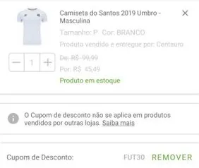 Camiseta do Santos 2019 Umbro - Masculina (P) R$ 45