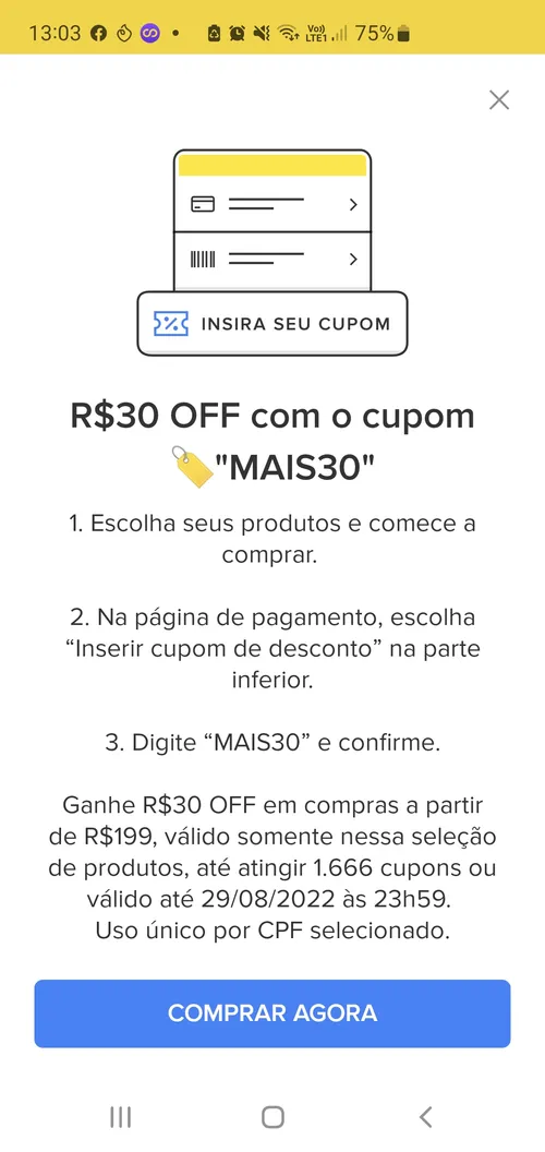 Imagem na descrição da promoção