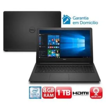 Notebook Dell Core i5-7200U 8GB 1TB Tela 15.6” Windows 10 Inspiron I15-5566-A40P | R$2.199