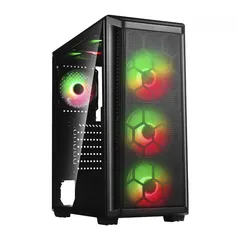 Gabinete Gamer Liketec Horus V2, Mid Tower, RGB, Vidro Temperado, Black, ATX, Sem Fonte, Com 4 Fans