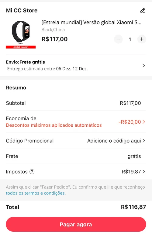 Imagem na descrição da promoção