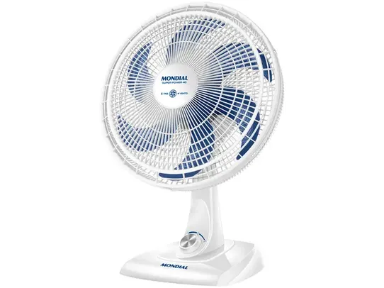 Ventilador de Mesa Mondial Super Power VSP-40-W 40cm 6 Pás 3 Velocidades Branco e Azul