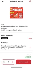 Fralda Huggies Supreme Care Tamanho G 160 Unidades