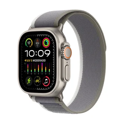 Apple Watch Ultra 2 49mm GPS + Cellular, Caixa de Titânio, Pulseira Loop Trail Verde e Cinza, Tamanho P/M - MRF33BZ/A