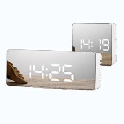 Despertador com Espelho Led e Relógio de Mesa Digital de Soneca | R$57