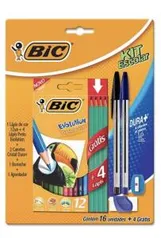 [PRIME] Kit Escolar BIC com Lápis de Cor + 2 Canetas + Lápis + Apontador e borracha | R$10