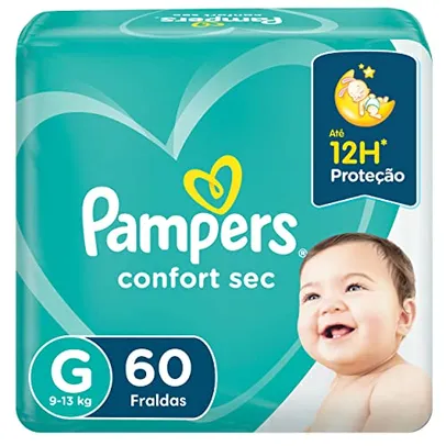 [PRIME] 5 pacotes Fralda Pampers Confort Sec G - 60 fraldas