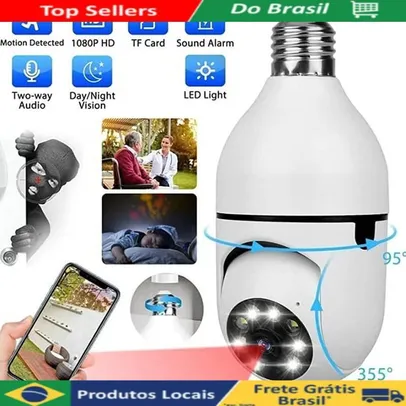 [R$35,54 Moedas/ BR] Câmera segurança wifi ip sem fio 360 com encaixe lampada bocal aplicativo yoosee ptz full HD visão noturna - bivolt