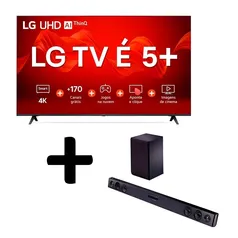 Smart TV LG 75&quot; 75UR8750 4K UHD ThinQ AI Bluetooth Alexa Google Assistente + Soundbar LG SQC2 300W 2.1 Canais Bluetooth