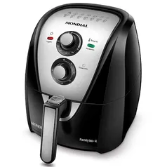 Fritadeira Elétrica Sem Óleo Air Fryer Mondial AFN40BI Family Inox 4L - Preta/Inox