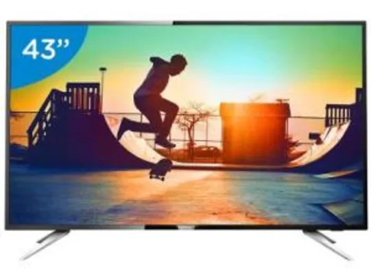 Smart TV LED 43” Philips 4K Ultra HD 43PUG6102/78 - Conversor Digital Wi-Fi 4 HDMI 2 USB DTVi - R$1793