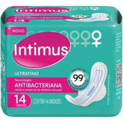 Absorvente Intimus Ultrafino Antibacteriano c/ Abas - 14 unidades | R$3,99