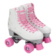 Patins Quad Gonew Retrô Infanto Juvenil - Branco e Rosa - R$180