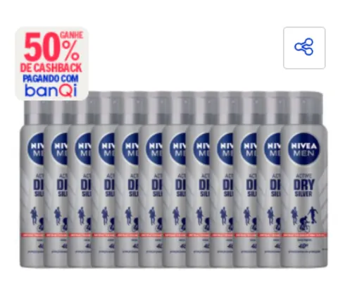 [BanQi R$44,7] 12 Desodorantes Aerossol Nivea Men Silver Protect 150ml