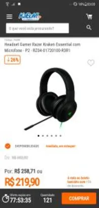 Headset Gamer Razer Kraken Essential com Microfone - P2 - R$209