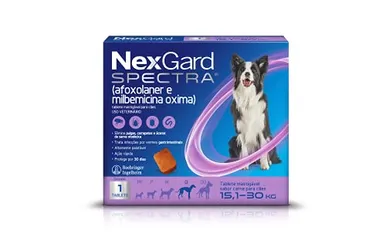 NexGard Spectra Antipulgas e Carrapatos e Vermífugo para Cães de 15,1 a 30kg