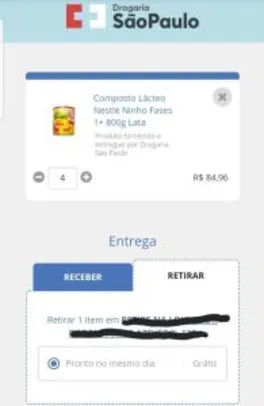 [4Unid.] Composto Lácteo Nestlé Ninho Fases 1+ 800g Lata - R$85