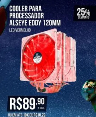 Cooler Para Processador Alseye Eddy 120mm LED Vermelho