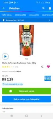 Molho de Tomate Tradicional Heinz 340g - Frete grátis para retirada na loja R$2,29