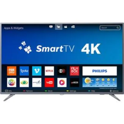 [R$: 1234 AME - C.C.Shoptime] Smart TV LED 50" Philips Ultra HD 4k