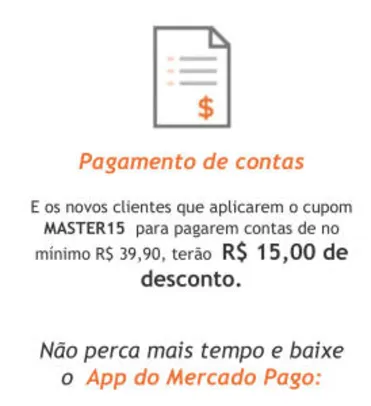 [Novos Clientes] R$15 OFF em contas acima de R$40