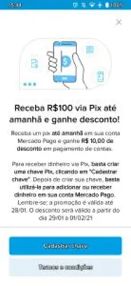 Mercado Pago - Ganhe R$10,00 transferindo R$100,00 via PIX.