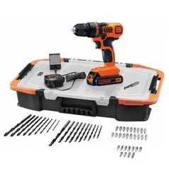 Parafusadeira/Furadeira com Bateria 20V 1,5Ah Lítion, Carregador Bivolt, Maleta e 45 Acessórios - BLACK+DECKER | R$292