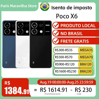 [Com Taxa] Smartphone Xiaomi POCO X6 5G Versão Global 256GB/8gb