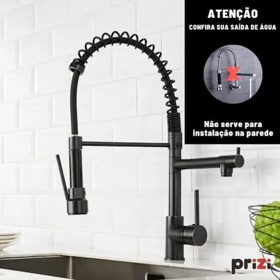 Torneira Gourmet Prizi com Spray, Monocomando Preta - KE6024