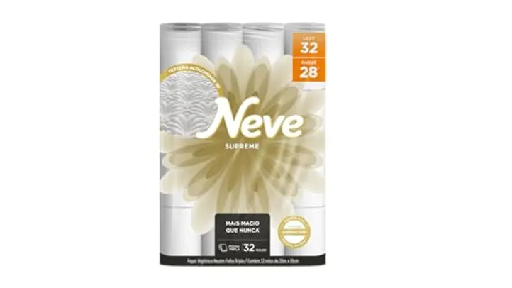 [REC] Neve Papel Higiênico Supreme Folha Tripla, 20m, Leve 32 Pague 28 Rolos