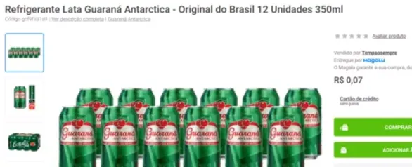 BUG - Refrigerante Lata Guaraná Antarctica - Original do Brasil 12 Unidades 350ml