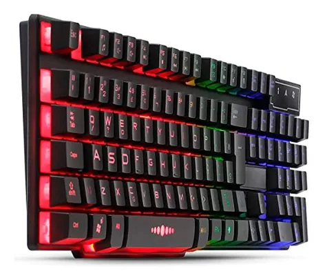 Teclado Gamer Semi Mecânico Multimídia Led Rgb Usb Qwerty Antighosting para Celular Pc Notebook Xbox