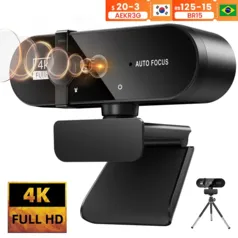 [Imposto Incluso] Webcam Full HD com Microfone, Mini Câmera, Foco Automático, PC, tiro de vídeo portátil, 2K, 30fps, USB, 4K, 1080P  