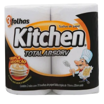 [Leve 3, pague 2] [OURO] Papel Toalha Folha Tripla Kitchen Total Absorv - 2 Unidades R$5