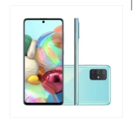 Smartphone Samsung Galaxy A71 128GB Azul 4G Tela 6.7 Pol. Câmera Quadrupla 64MP Selfie 32MP Android 10.0